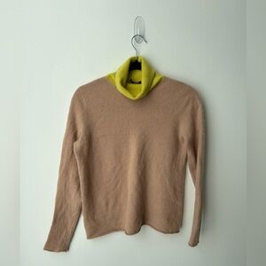 Cozy Tan and Green Turtleneck Sweater